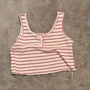 This is a red white and blue crop top tank top it is from Sheehan it is a medium